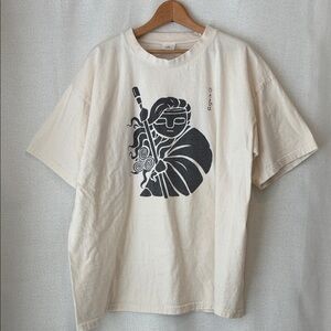 Woman Warrior The Celts hand printed cotton T-shirt Aran Islands Cream Black